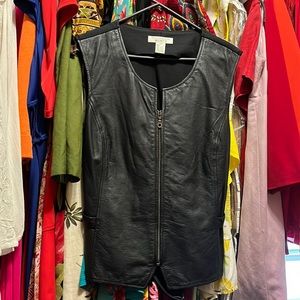 Black leather vest with belt